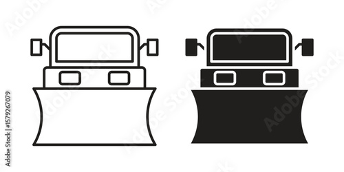 Snowplow icon outline and solid vector sign, linear pictograms