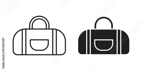 Sports bag icon outline and solid vector sign, linear pictograms