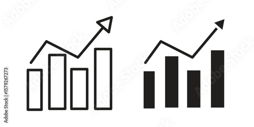 Stagflation icon outline and solid vector sign, linear pictograms