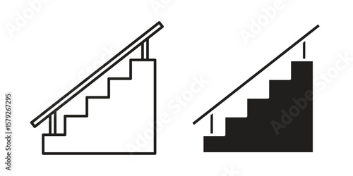 Stairs icon outline and solid vector sign, linear pictograms