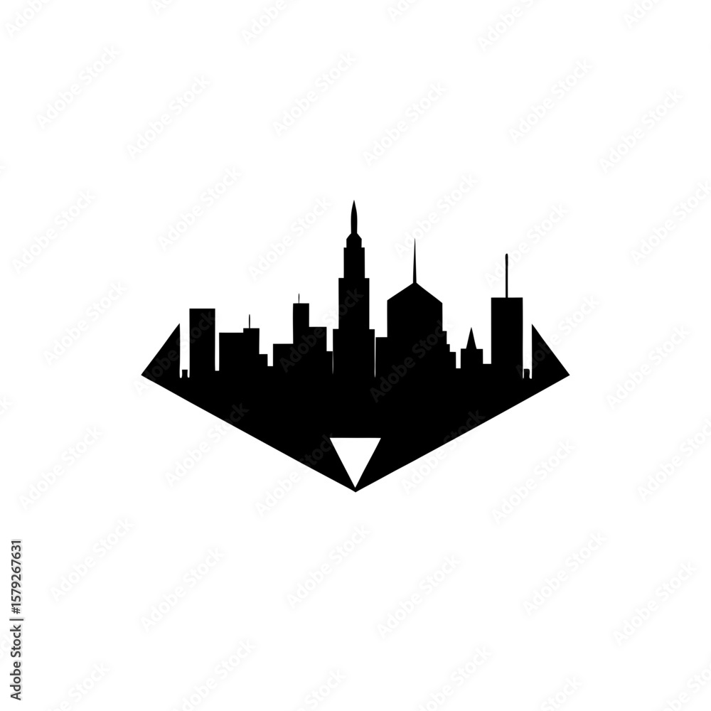 Obraz premium Geometric City Skyline Silhouette Vector Art Urban Design