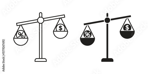 Taxes icon outline and solid vector sign, linear pictograms