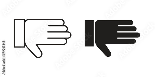Thumb down icon outline and solid vector sign, linear pictograms