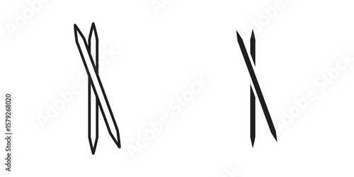 Toothpick icon outline and solid vector sign, linear pictograms