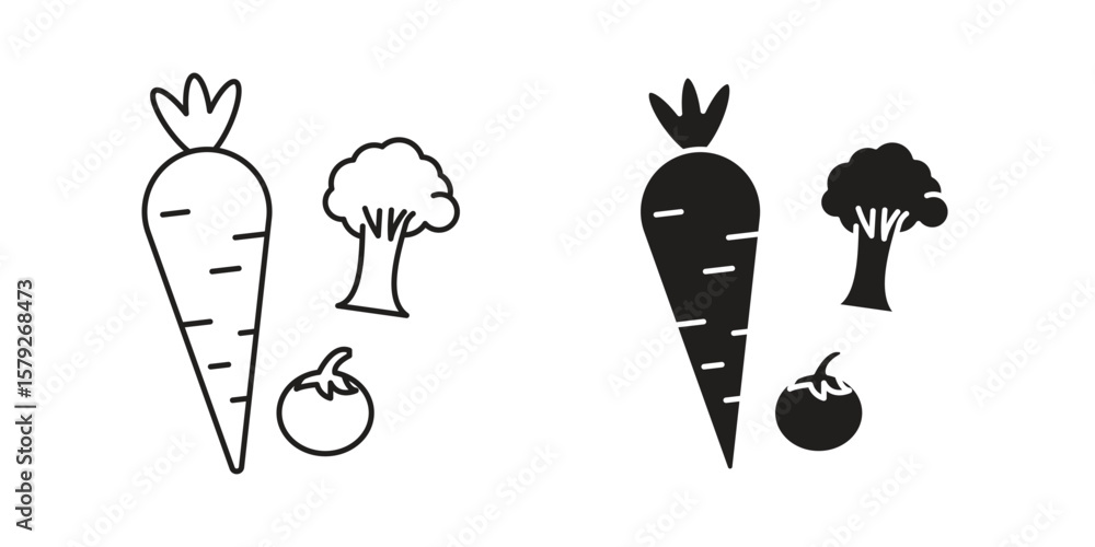 Obraz premium Vegetable icon outline and solid vector sign, linear pictograms