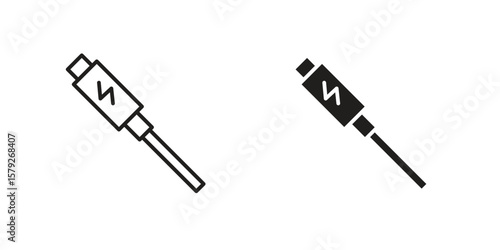 USB type c icon outline and solid vector sign, linear pictograms