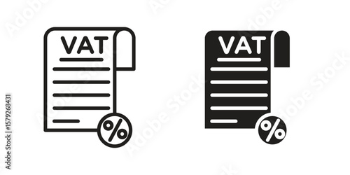 Value added tax VAT icon outline and solid vector sign, linear pictograms