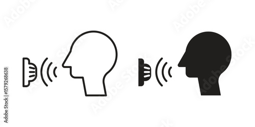 Voice control icon outline and solid vector sign, linear pictograms