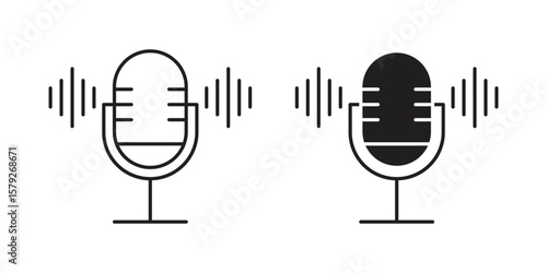 Voice recognition icon outline and solid vector sign, linear pictograms