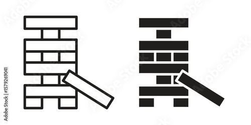 Wooden block icon outline and solid vector sign, linear pictograms