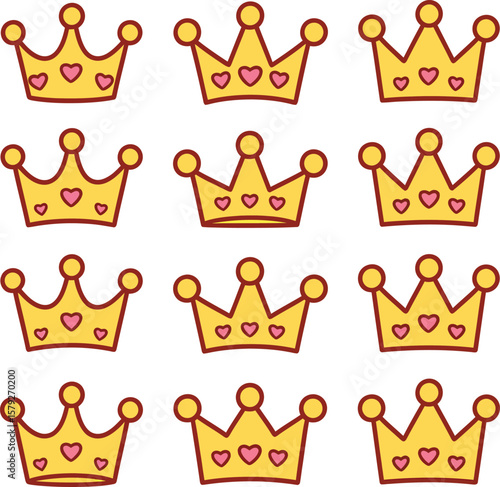 Collection of royal crowns and tiaras for regal designs isolated on white background isolated on transparent background silhouette