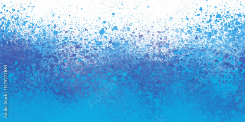 Abstract colorful background with bubbles. Blue powder splattered on background. Splash color isolated on transparent background. Color drops paint on white paper. 