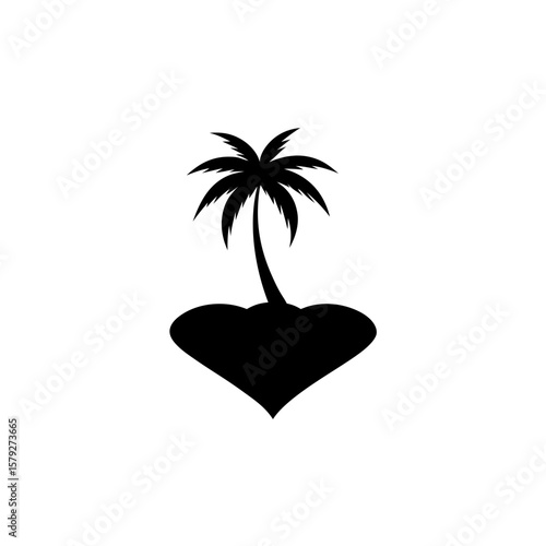 Tropical Love Island Illustration Vector Clipart for Romantic Getaways