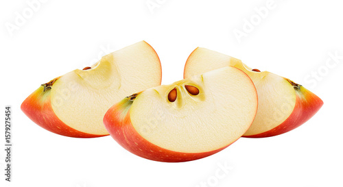 Fresh red apple slices close up isolated fruit healthy eating snack organic food nutrition diet concept
