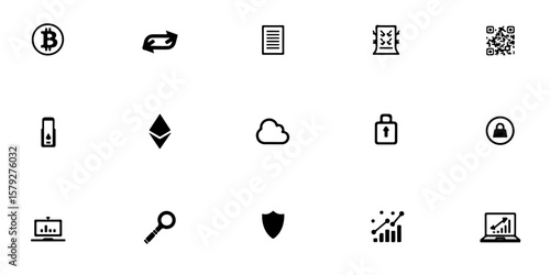 Silhouette Cryptocurrency & Blockchain Icons Set