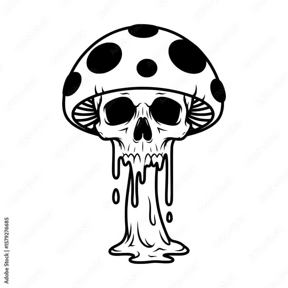 Fototapeta premium Abstract Melting Skull Mushroom