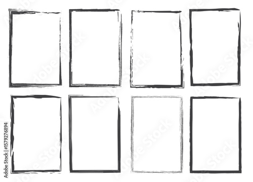 Grunge frame on a white background. Old frame with dust texture.  Dirty retro border. 