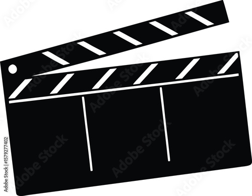 movie clapper board, film action isolated vector