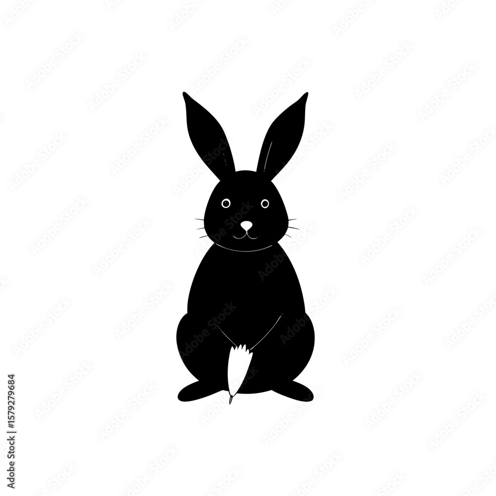 Fototapeta premium Cute Bunny With Carrot Vector Clipart Animal Rabbit Nature Food Design