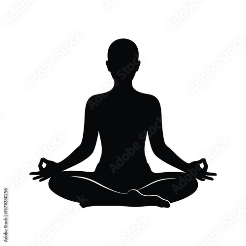 Silhouette of Person in Yoga Meditation Pose