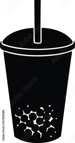 bubble tea cup silhouette , drinks cup vector