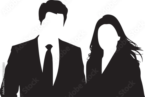 Silhouette of Business People Vector Illustration in Formal Attire