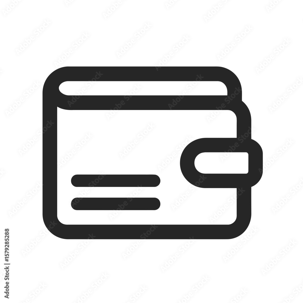 Simple line art illustration of a closed wallet. Simple line art illustration of a closed wallet.
