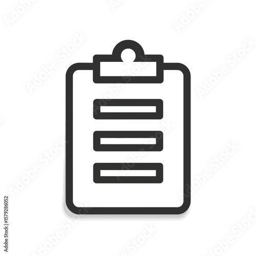 Simple clipboard icon with checklist,  showing four blank lines for notes or tasks.