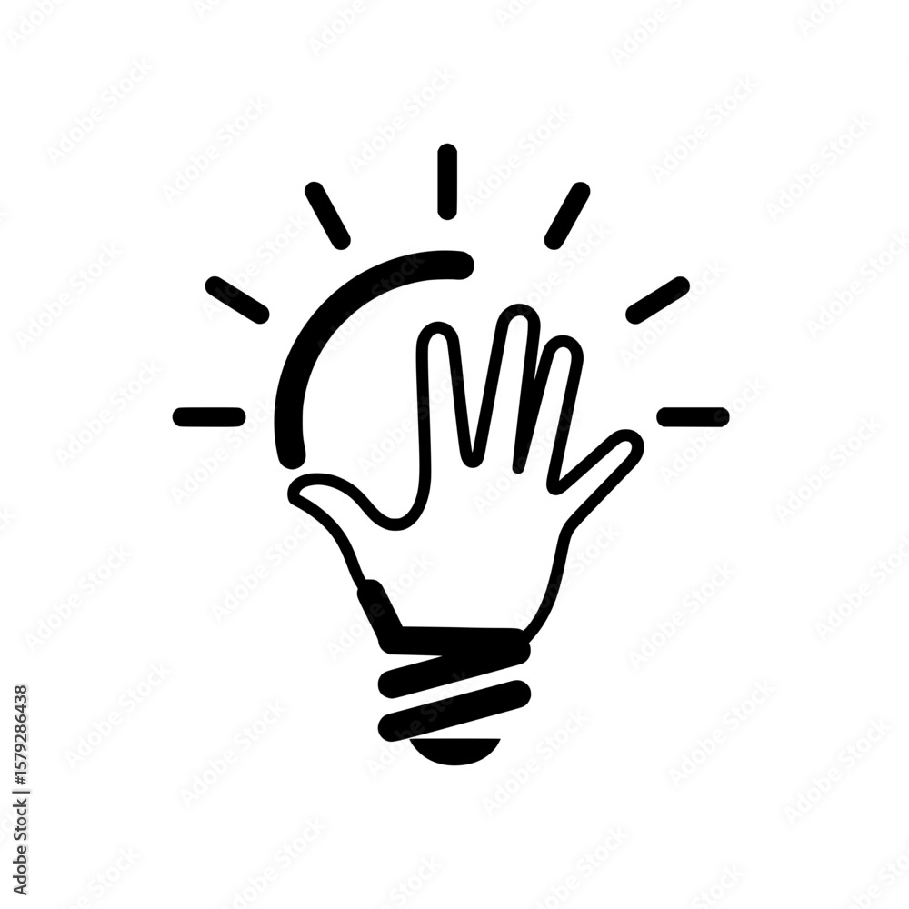 Obraz premium Bright Idea: Hand Forming a Light Bulb