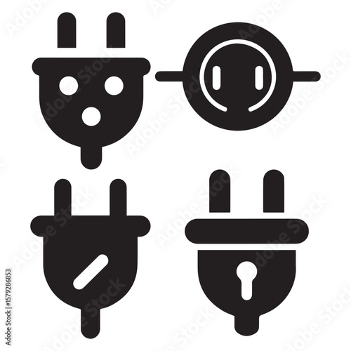Electrical plugs and socket icons power connection