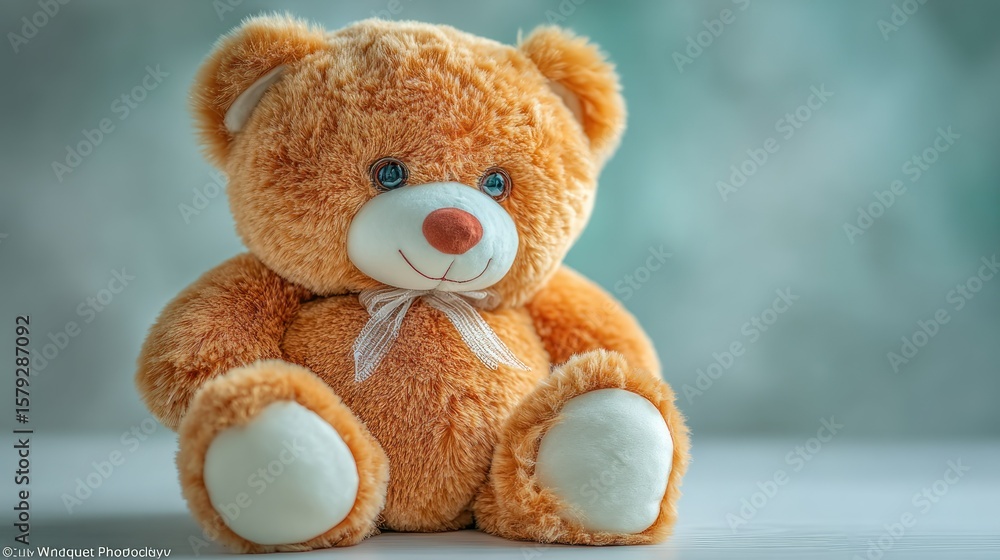 Obraz premium Fluffy teddy bear, light brown, sits, soft