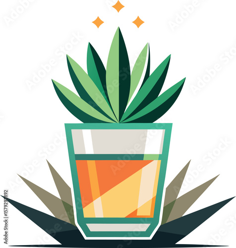 Fresh Bakery and Pastry Agave Tequila Shot Glass with Geometric Design and Sparkling Effect