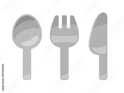 かわいいスプーンとフォークとナイフのイラスト