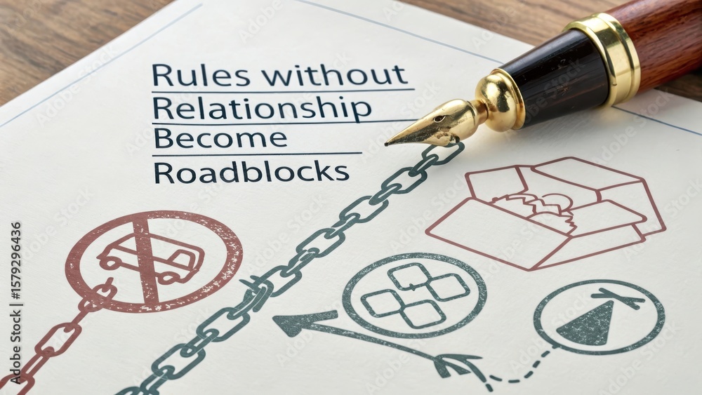 Fototapeta premium Rules without Relationship Become Roadblocks in Business Communication