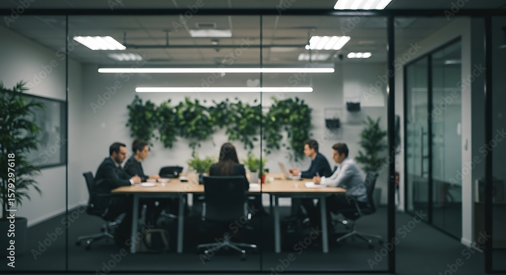 Fototapeta premium Modern Office With Business People Working And Glass Walls