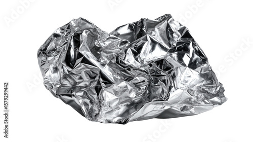 Used tin foil crumpled background isolated on a Transparent background, PNG file.