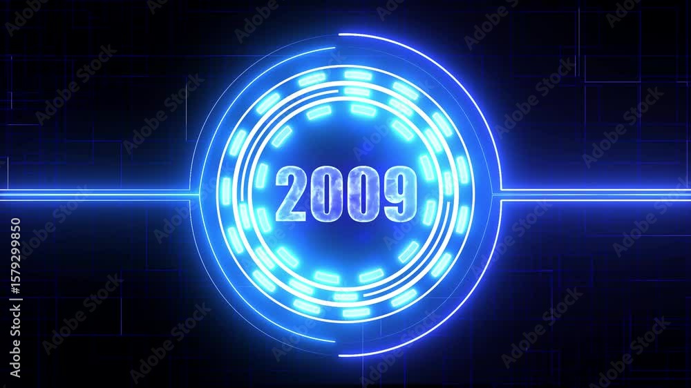 2009 text with screen effects of technological failures. Concept of counting years. Past year technology concept 2009 text with screen effects of technological failures. Concept of counting years. Past year technology concept