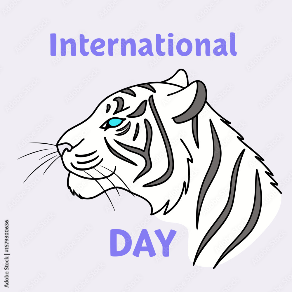 Fototapeta premium White Tiger Illustration for International Day