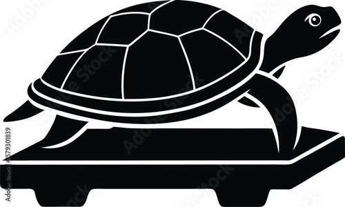 turtle basking platform on white background.eps