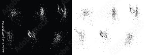 Vector set of realistic black and white blood splatter paint background design