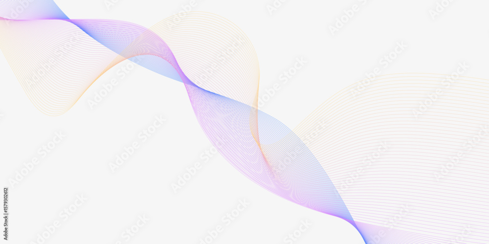 Fototapeta premium Colorful gradient abstract wave lines poster, vector illustration isolated on white.