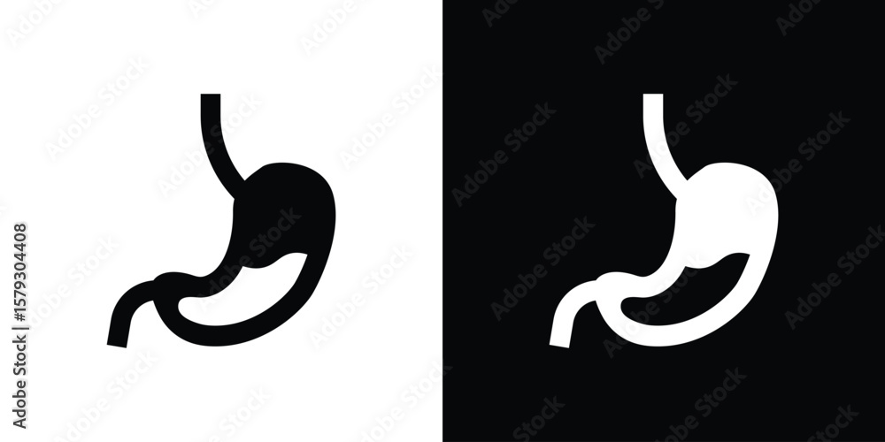 Fototapeta premium Stomach with Liquids icon collection - vector outline and silhouette