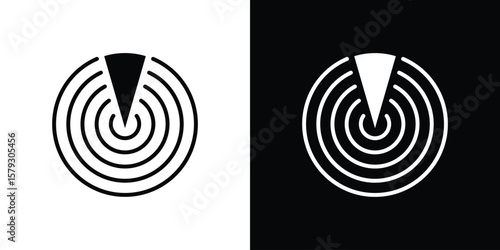Canvastavla Radar detection icon collection - vector outline and silhouette