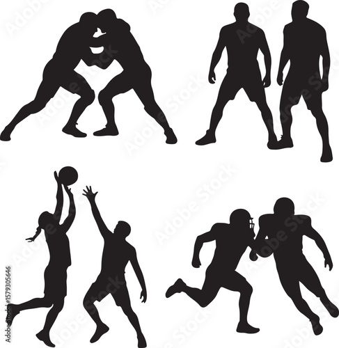 American Football Player Silhouette in Action Pose

Football Helmet and Ball Vector Design

Running Quarterback Silhouette for Sports Design

Black American Football Silhouette Illustration

Team Spor