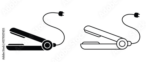 Hair straighten icon, vectort. Silhuette of hair straightener vector symbol design for app, website UI, UX designs. Vector illustration.