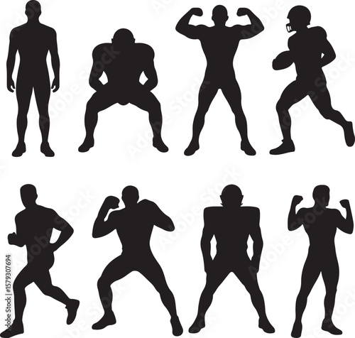 American Football Player Silhouette in Action Pose

Football Helmet and Ball Vector Design

Running Quarterback Silhouette for Sports Design

Black American Football Silhouette Illustration

Team Spor