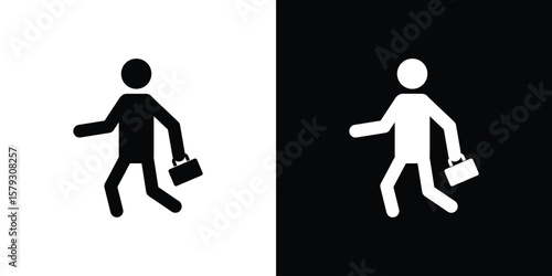 Photos Going to work icon collection - vector outline and silhouette