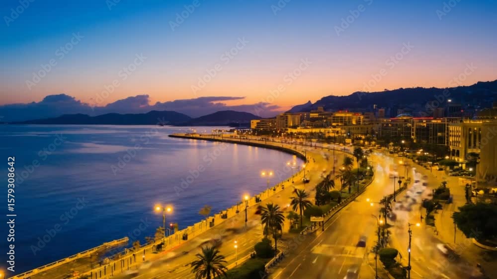 marine drive mumbai coastline sunset panoramic promenade street lights video