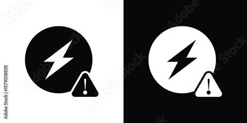 Photos Electric Problem icon collection - vector outline and silhouette