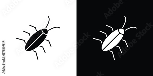 Tableau sur toile Cockroach icon collection - vector outline and silhouette